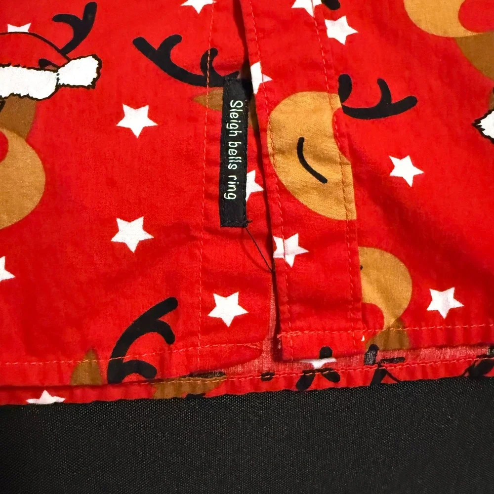 Denim & Flower Reindeer Christmas Shirt Men's XL Red Holiday Novelty Button Down